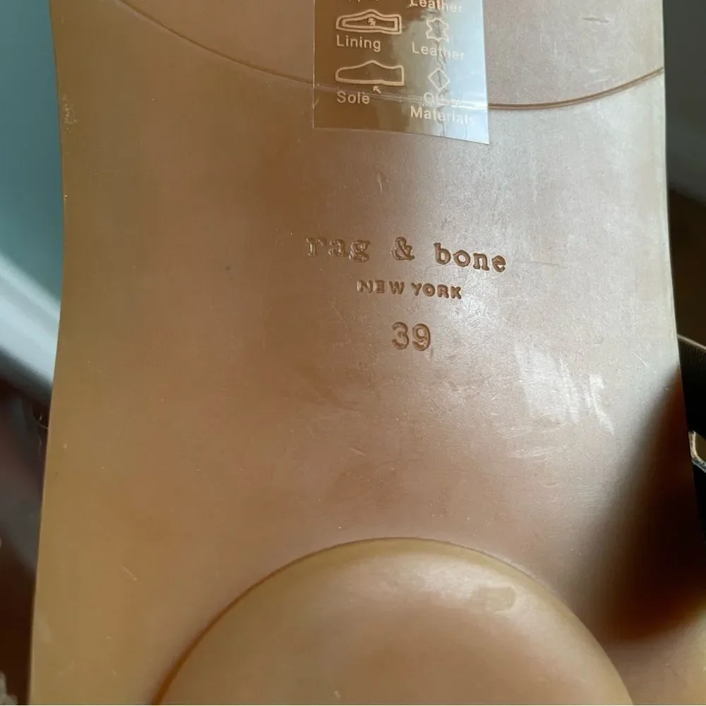 RAG & BONE ANSLEY DOUBLE SUEDE STRAP LEATHER SLIDE TAN SILVER BUCKLES Sz-39/9